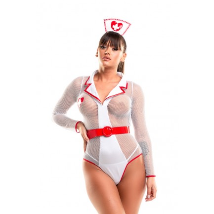 Loved Γυναικείο Διάφανο Κορμάκι Sexy Νοσοκόμα σε Χρώμα Λευκό 11.2021-14