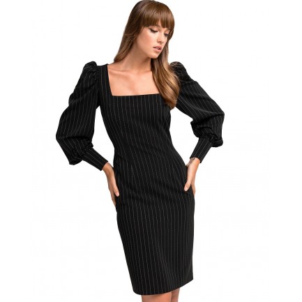 Charmstyle Γυναικείο φόρεμα ριγέ σε Χρώμα Μαύρο 54336