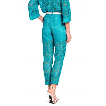 Matis Fashion Παντελόνι Δαντέλα Ανοιξιάτικο σε Χρώμα Τιρκουάζ 3123406