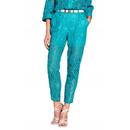 Matis Fashion Παντελόνι Δαντέλα Ανοιξιάτικο σε Χρώμα Τιρκουάζ 3123406