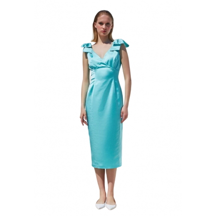 Desiree Φόρεμα Μίντι Γυναικείο με φιόγκους σε Χρώμα Βεραμάν 08.38102