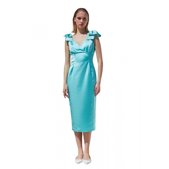 Desiree Φόρεμα Μίντι Γυναικείο με φιόγκους σε Χρώμα Βεραμάν 08.38102