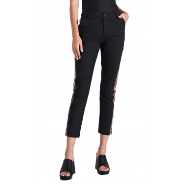 Cento Fashion Παντελόνι Chino με ρίγα Γυναικείο σε Χρώμα Μαύρο 1302617