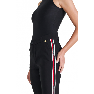 Cento Fashion Παντελόνι Chino με ρίγα Γυναικείο σε Χρώμα Μαύρο 1302617