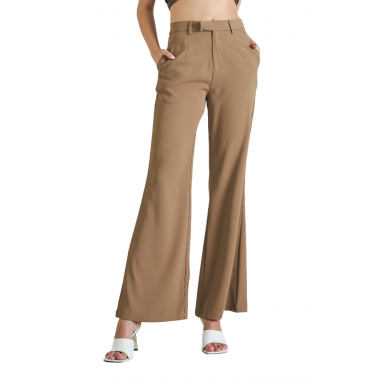 Cento Fashion Παντελόνι Καμπάνα Γυναικείο σε Χρώμα Camel 1303117