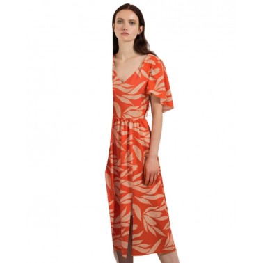 Chrisper Φόρεμα Μίντι Εμπριμέ Γυναικείο σε Χρώμα Πορτοκαλί 59302