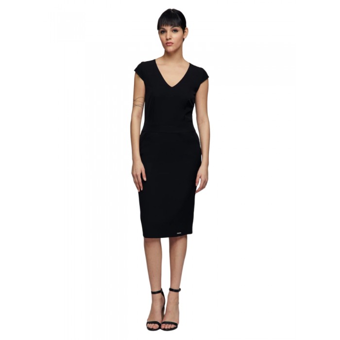 Chrisper Φόρεμα Μίντι Κλασικό Γυναικείο σε Χρώμα Μαύρο 59341