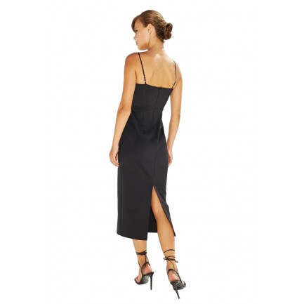 Desiree Φόρεμα Μίντι με διαφάνεια Γυναικείο σε Χρώμα Μαύρο 08.39008