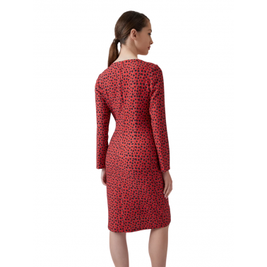 Chrisper Φόρεμα Μιντί Κρεπ με Καρδίες Γυναικείο σε Χρώμα Κόκκινο 60316