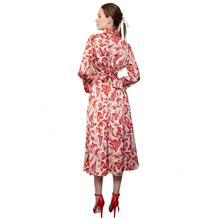 Desiree Φόρεμα Μίντι Φόρεμα με Δέσιμο Γυναικείο σε Χρώμα Εμπριμέ 08.40016