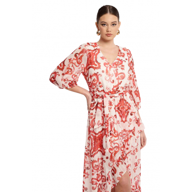 SHEX Φόρεμα Μάξι με Βολάν Γυναικείο σε Χρώμα Εμπριμέ 24-700.38