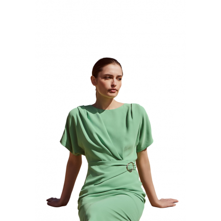 Desiree Φόρεμα Μίντι με αγκράφα Γυναικείο σε Χρώμα Πράσινο 08.40054