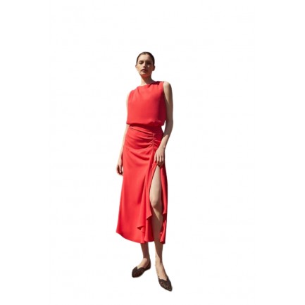 Desiree Φούστα Μίντι με βολάν Γυναικεία σε Χρώμα Κόκκινο 02.40011
