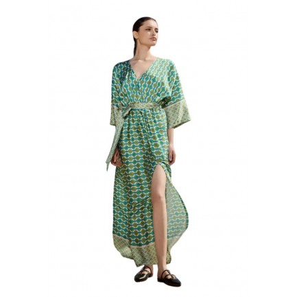 Desiree Μάξι σατινέ φόρεμα με ζώνη Γυναικείο σε Χρώμα Εμπριμέ 08.40063